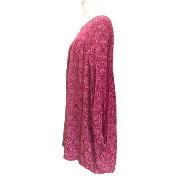 ROXY Dress - Pull-Over Shift Dress with Sleeve Accents -  Cranberry/White - Sz L - Picture 8 of 15